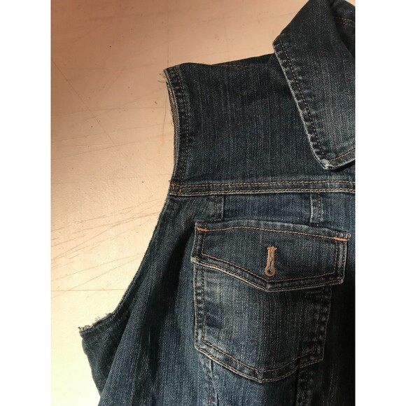 Denim Vest Size Medium Loft Factory Jean Button Front Classic Preppy Casual Cute - Picture 3 of 4